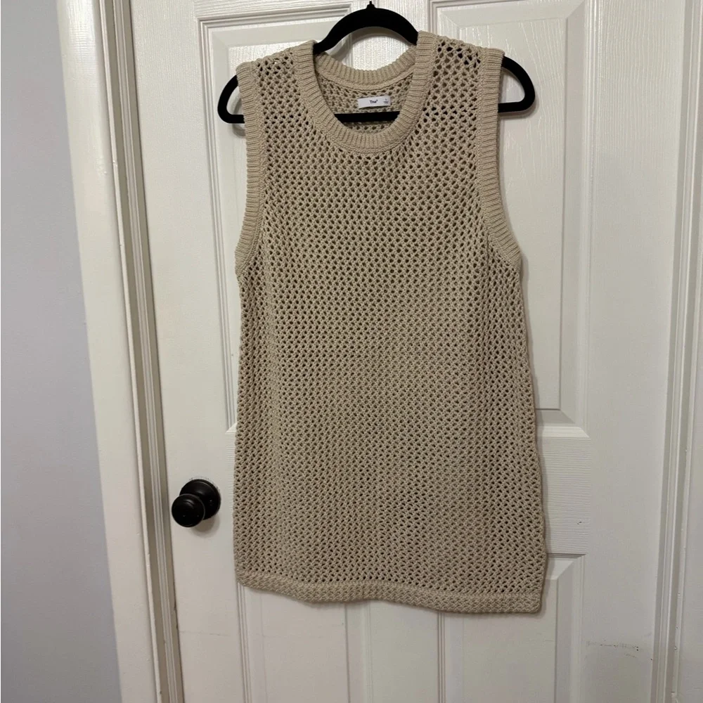 TNA‎ x ARITZIA dundas open knit sweater vest tan size large